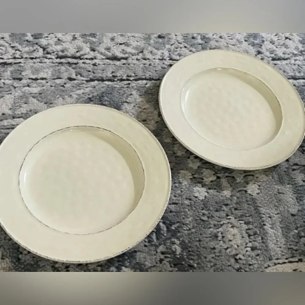 Martillo Pier 1 Imports Martillo Creme Brulee SET OF 2 DINNER Plates Hammered
